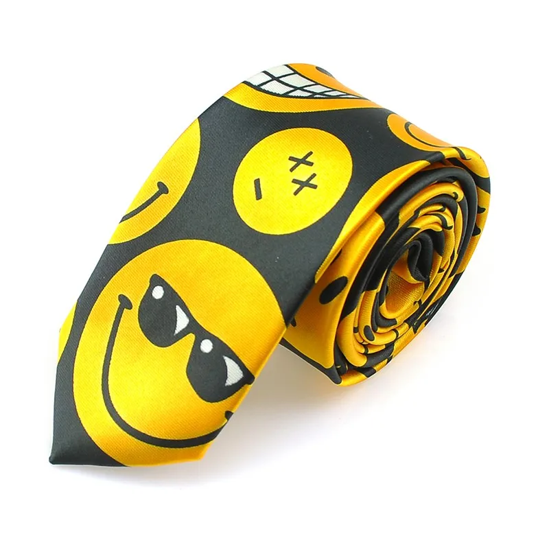 Novelty Smile Face 5cm/2inch wide 2 Fashion expression Party ties Polyester Woven Classic Men`s Neck Ties | Аксессуары для одежды