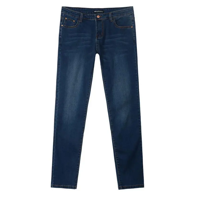 ФОТО Low price XL-3XL Plus size cotton warm pencil jeans new fashion brand women's elastic High waist jeans w1717 free shipping