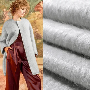 

Silver world fashion limited 2017 winter Angora cashmere wool fabric for coat A long albaca fabrics tissu patchwork tela tissus