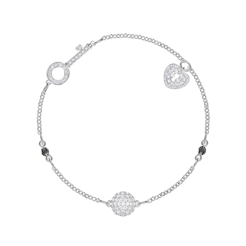 

High Quality SWA 100% 925 Silver Swa Original 1:1 Lady Romantic Heart-shaped Lock Temperament Elegant Baitie Beautiful Bracelet