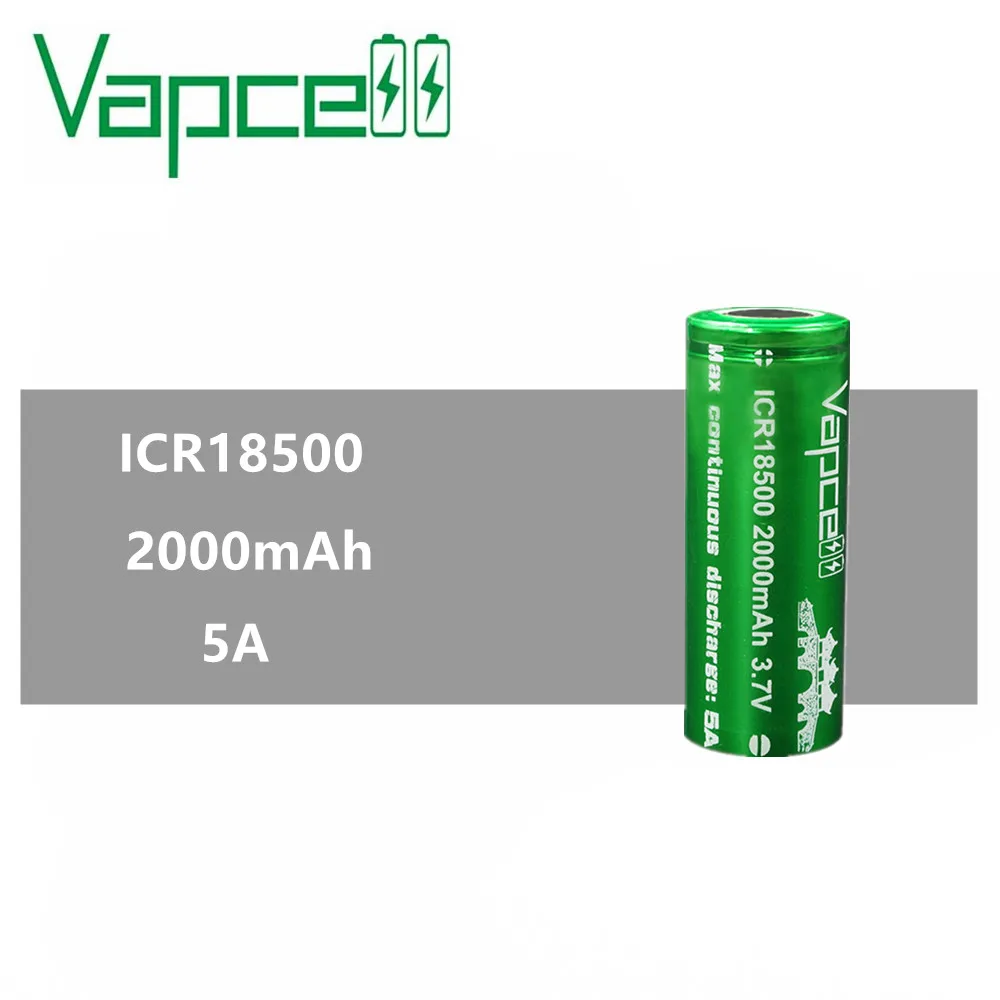 1pcs VAPCELL ICR 18500 2000mAh lithium 3.7V rechargeable battery continuous 5A electronic smoke E-CIG vs keeppower | Электроника