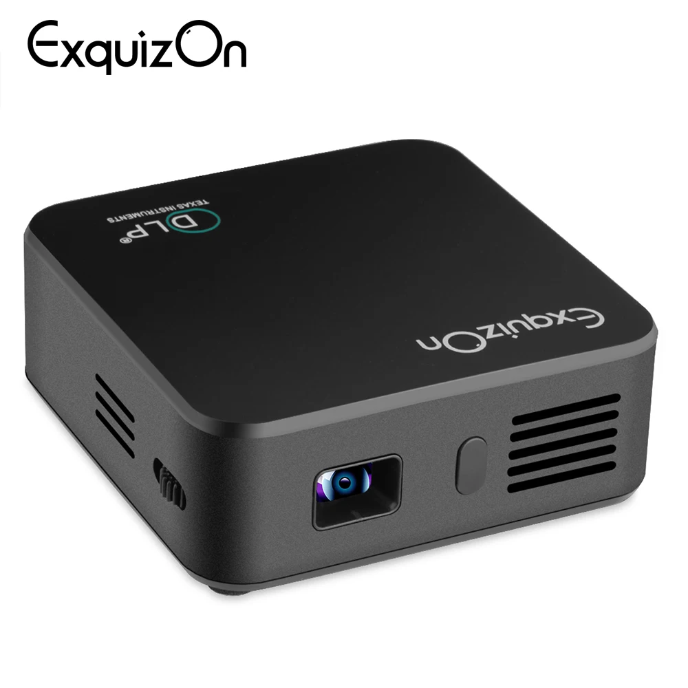 

Exquizon E05 Mini DLP Projector 120 ANSI Lumens Support Airplay Miracast for IOS & Android 1G 8G BT WIFI Portable Proyector