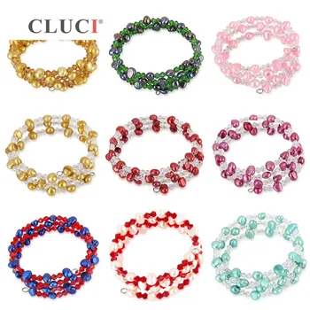 

CLUCI Freshwater Adjustable Pearl Bracelet Women Jewelry Silver Plated Chain with Crystal 9 Colors Women Pearl Bracelet FB2007SB