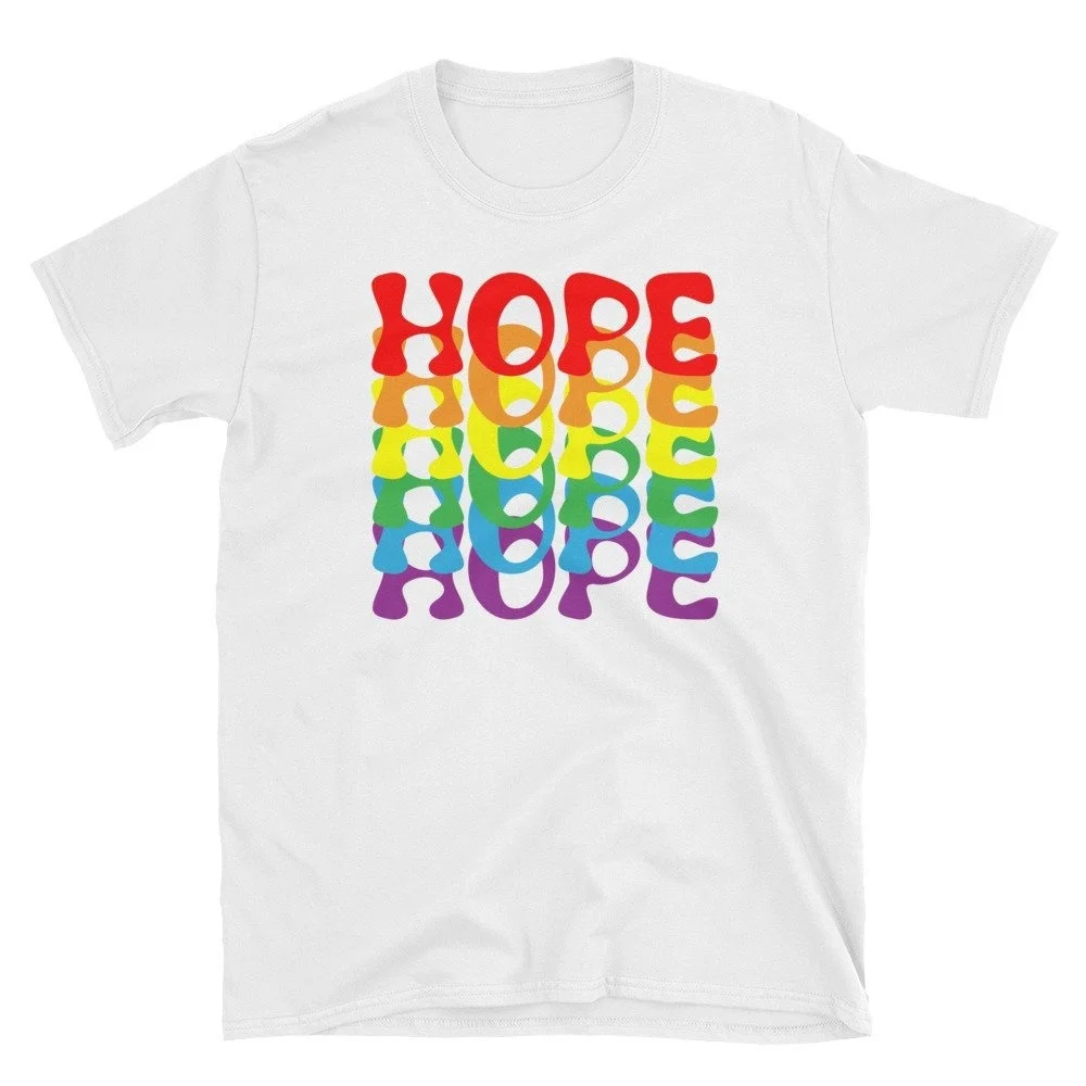 

korean style Album 1pcs Rainbow T shirt women/men Hope World print kpop tshirt femme aesthetic summer 2019 couple clothes