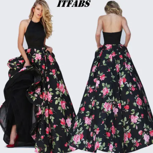 

Women's Summer Boho Long Maxi Dress Backless Evening Party Beach Sleeveless Floral Dresses Sundress