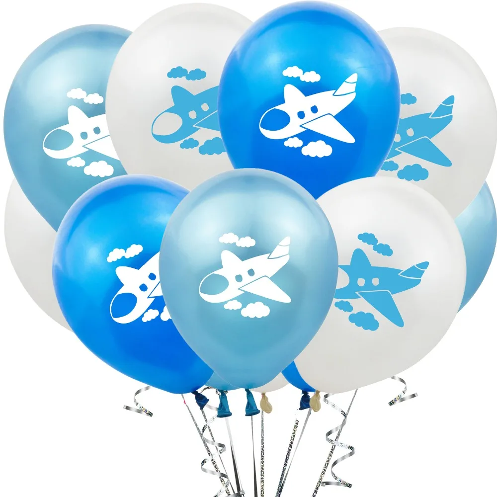 

10pcs White Blue Cloud Planes Helium Balloon Kids Toys Inflatable Air Balloons for Baby Boy Birthday Party Decoration Airliner