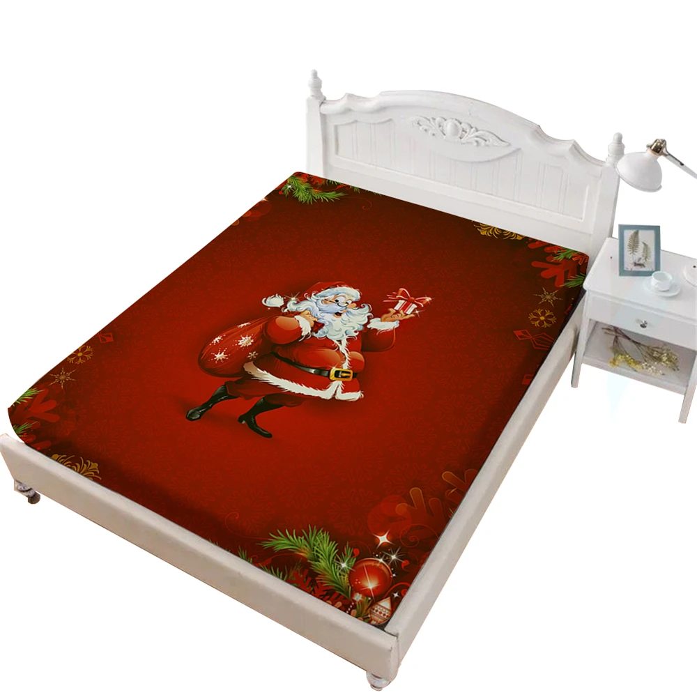 Рождественский подарок простыня красный Санта Клаус принт простыня мультфильм фестиваль постельное белье матрас чехол домашний текстиль D30