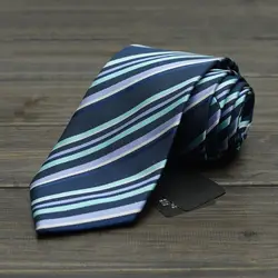 Модные мужские Бизнес галстук формальный синий полосатый жаккардового переплетения свадьба галстук 8 см классические Corbata Gravata брак
