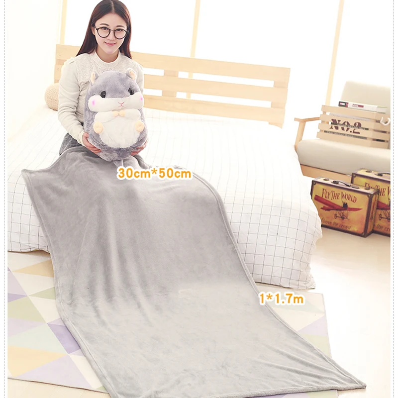 OnnPnnQ Cartoon Hamster Decorative Cushion Warm Hand Pillow With Soft Blanket Cute Throw Pillow Cushion Washable Waist Cushions9