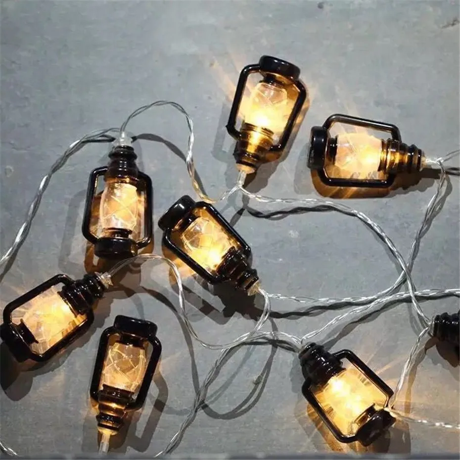 3-6 м Ретро барон фонарь светодиодный светильник гирлянда теплый белый светильник s украшение для комнаты вечерние сарай фонари s батарея питание
