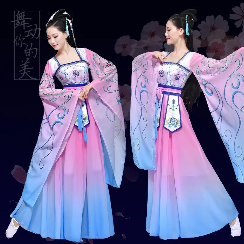 New High Quality 2019 Children's Hanfu Wide Sleeve Flow Fairy Chinese Style Elegant Dance Costume Performance Costumes | Тематическая