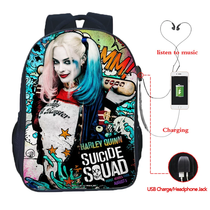 Рюкзак Harley Quinn мужской рюкзак для путешествий школьная сумка мальчиков и