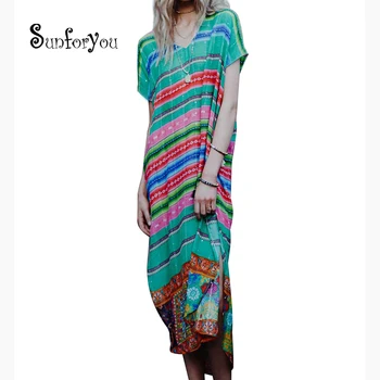 

Cotton Long Beach Dress Sarongs Bathing suit Cover up Beach Robes Beach wear Women Plus size Swimwear Pareo Beach Cover up