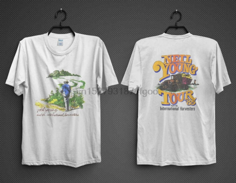 

Vintage NEIL YOUNG Tour 1985 Rock Music Concert T-Shirt Reprint New Top Sold