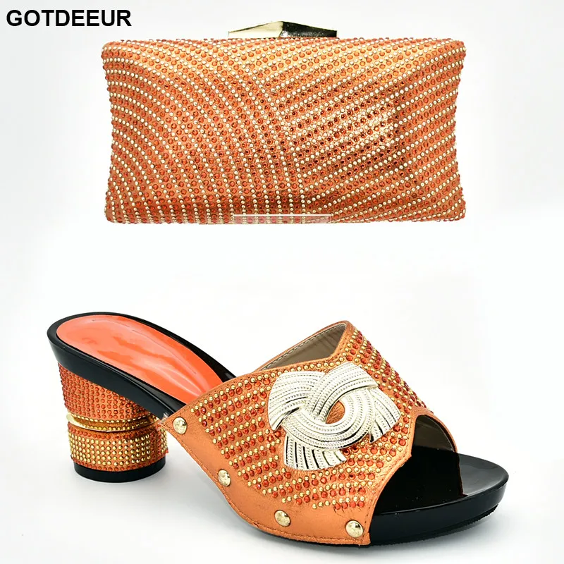 

Italian Ladies Shoes and Bags To Match Set Decorated with Rhinestone African Party Pumps Ladies Sandals with Heels Wedding Shoes