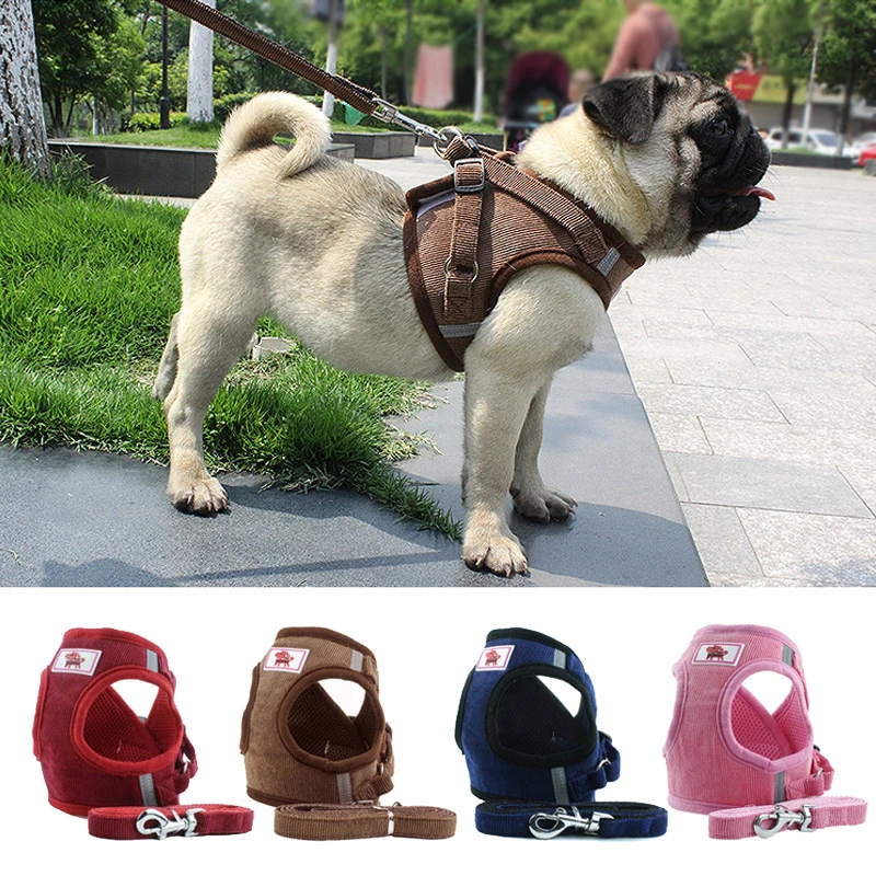 

Dog Cat Harness and Leash Set Adjustable Vest Walking Lead Supplies Soft Breathable Collar Puppy For Small Medidum Large Dogs
