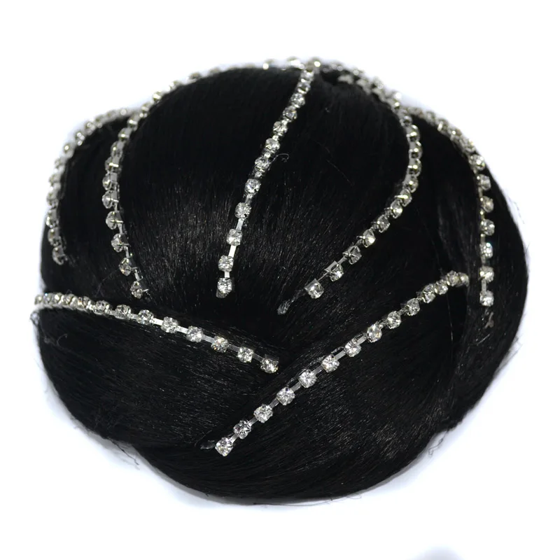 Jeedou алмаз большого размера Звезда Корона синтетические волосы булочка покрытие натуральный черный цвет плетеный шиньон для винтажных причесок