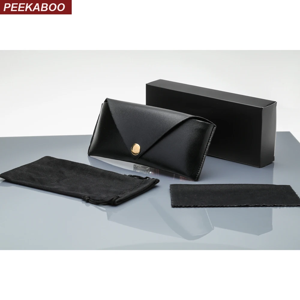 

Peekaboo PU leather sunglasses packaging boxes custom print soft case glasses box women men white black dropshipping
