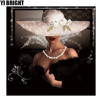 

5D DIY diamond embroidery lady with hat diamond painting Cross Stitch full square drill Rhinestone mosaic home decoration