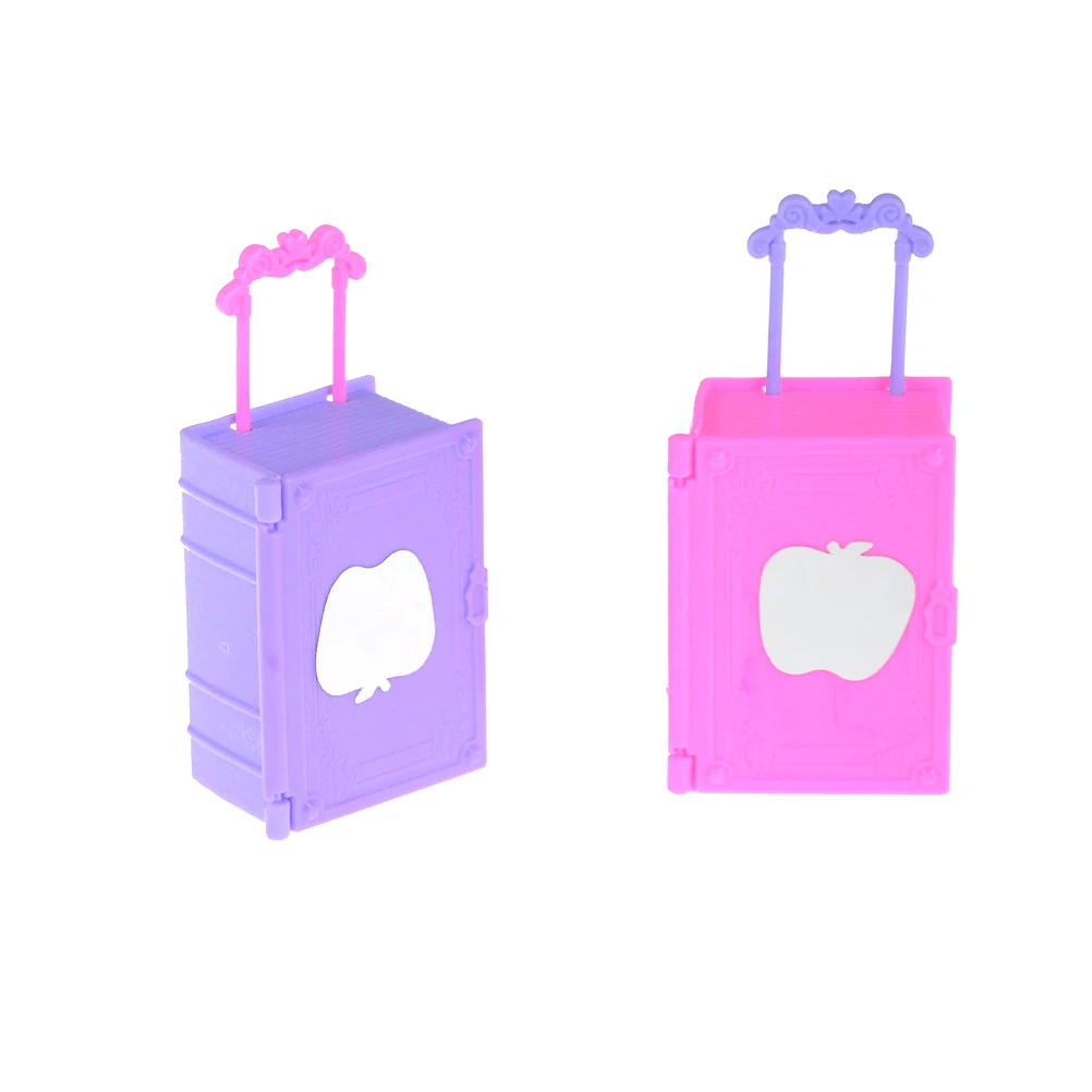 

2PCS Kids Toy Plastic 3D Lovely Travel Suitcase Luggage Case Trunk For Doll Doll House Gift Toy Dollhouse Furniture