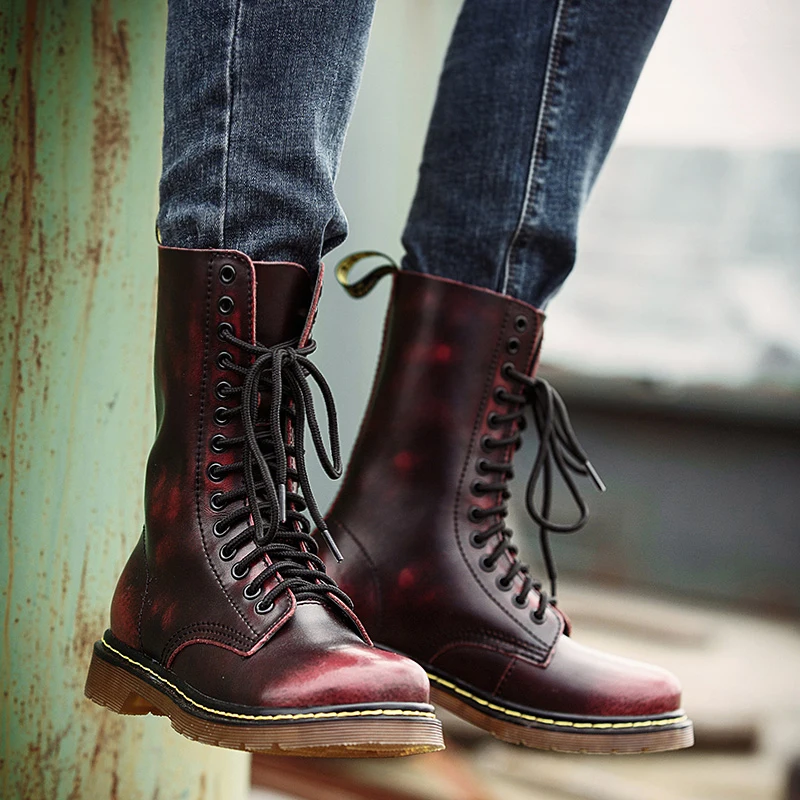 

Shoes Man Genuine Leather Mid Calf Boots Snow Boots Warm Shoes For Winter Vintage Fashion Casual Boots botas hombre UBA201