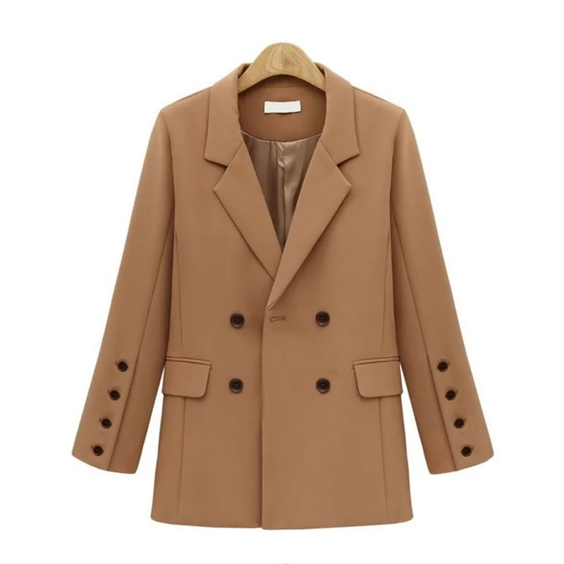 

Spring European and American women new long section of double-breasted suit jacket loose, casual women's suit