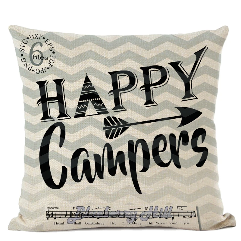 Happy Camper наволочка для подушки, декоративные подушки для дома, сада, наволочка, льняные подарки, Cojines Decorativos Para Sof