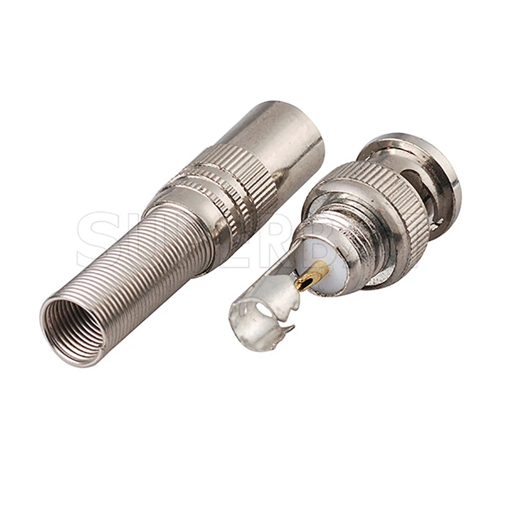 Nickel Plated BNC Male RF Coaxial Connector for RG59 Cable