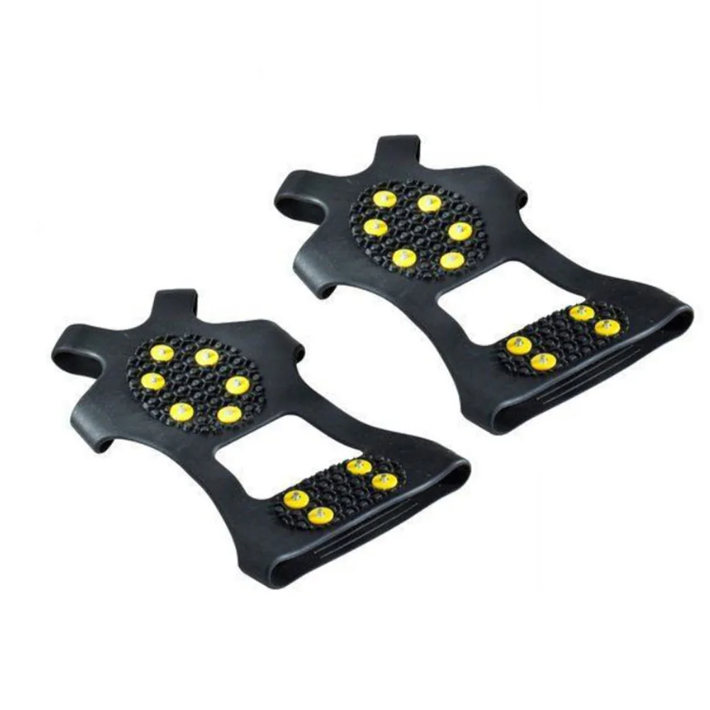 1 Pair S M L 10 Studs Anti-Skid Snow Ice Climbing Shoe Spikes Ice Grips Cleats Crampons Winter Climbing Anti Slip Shoes Cover