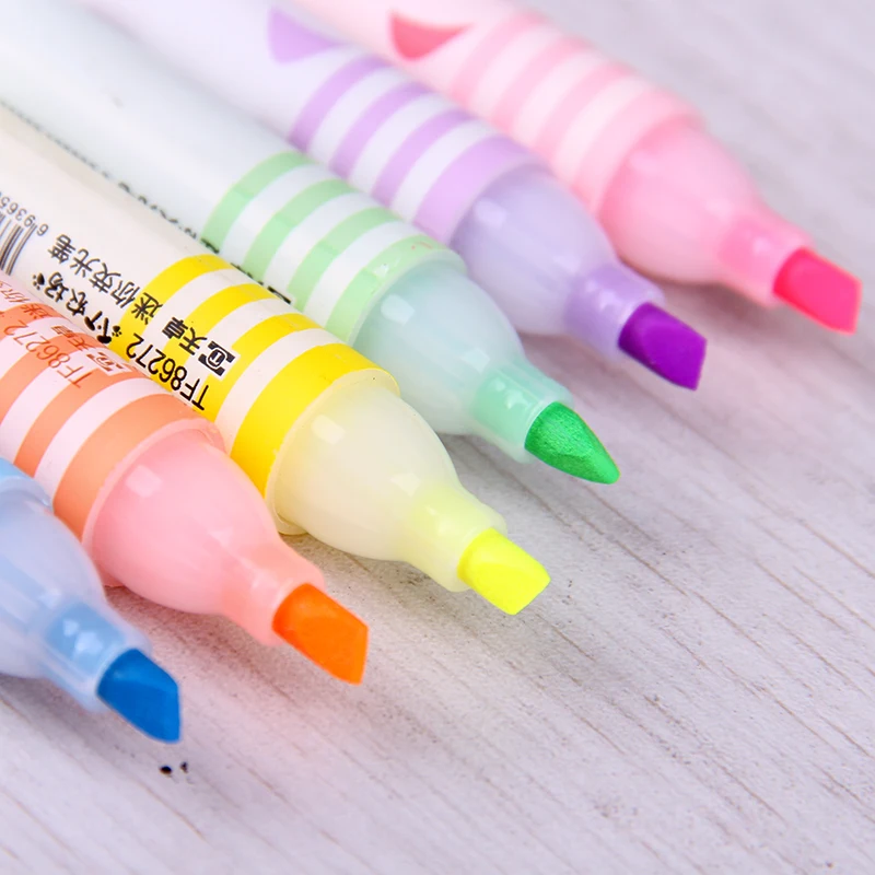 

6 pcs/lot Cute Kawaii Mini Highlighter Pen Marker Pens Creative Watercolor Pen for Kids Drawing Learning Korean stationery