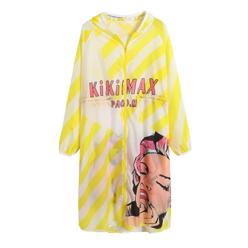 VKBN Europe 2018 Summer New Pattern Chic Cartoon Printing Easy Sunscreen Clothes Girls Long A Thin Cardigan Loose Coat Tide Coats