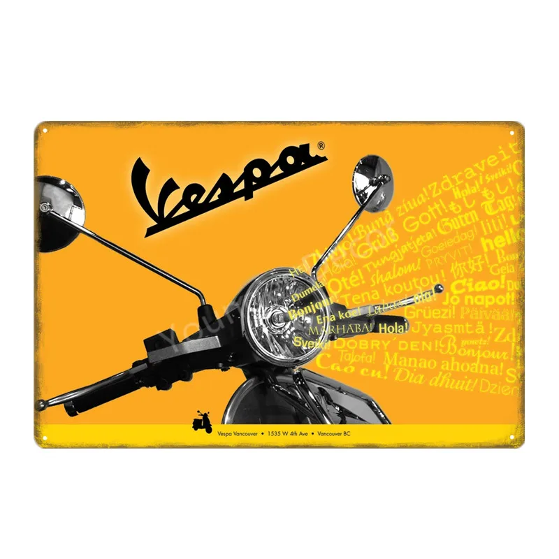 Винтажные наклейки для домашнего декора Vespa скутер мотор жестяная вывеска