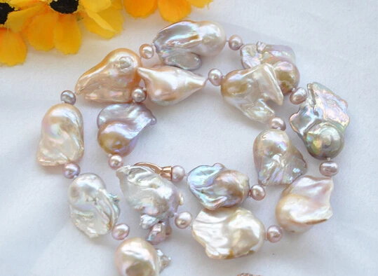 

huij 001867 NATURAL 23" PINK LAVENDER BAROQUE KESHI REBORN PEARL NECKLACE