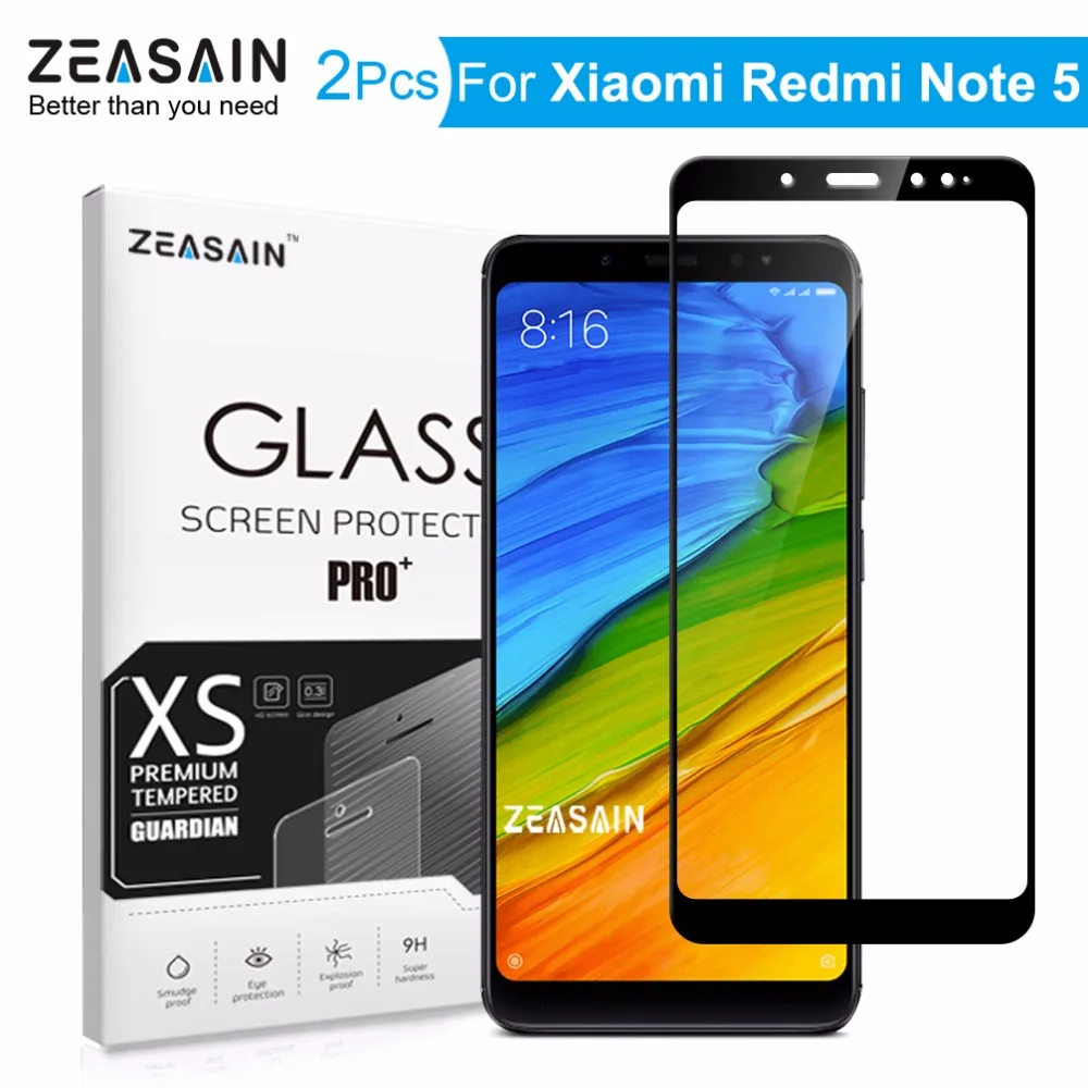 

2 Pack Original ZEASAIN Screen Protector For Xiaomi Redmi Note 5 Pro Xiomi Redmi Note5 Pro Tempered Glass 9H 2.5D Glass Film