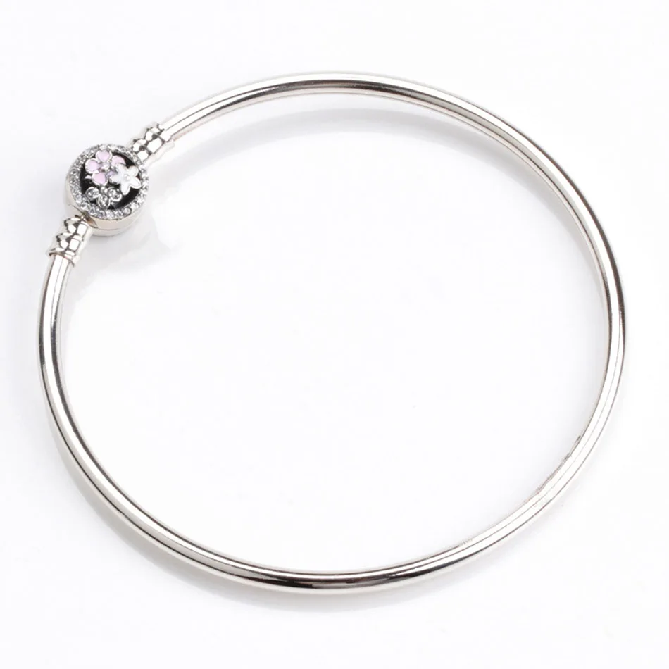 

30% Silver Poetic Blooms Women Bangles & Bracelet Enamels Clear Zircon fit Pandora Bead Charm Pendants