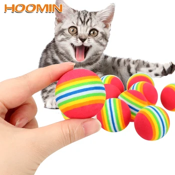 

HOOMIN 10Pcs Cat Football Cat Toys Colorful Balls Training Toys Interactive Rainbow Cat Toy Pet Products Training Pet Supplies
