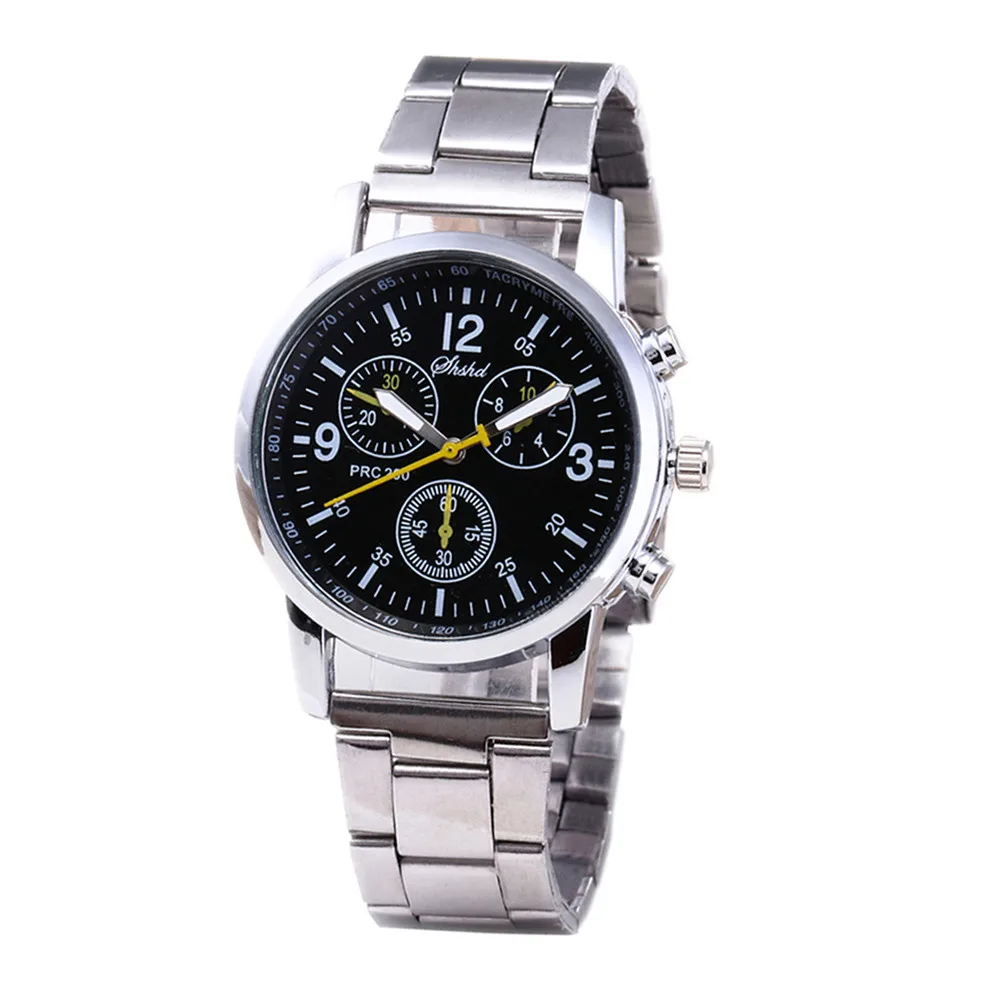 Men Watches Stainless Steel Wrist Date Analog Quartz Watch Mens Brand Waterproof Clock Sport Wristwatches - Цвет: Black