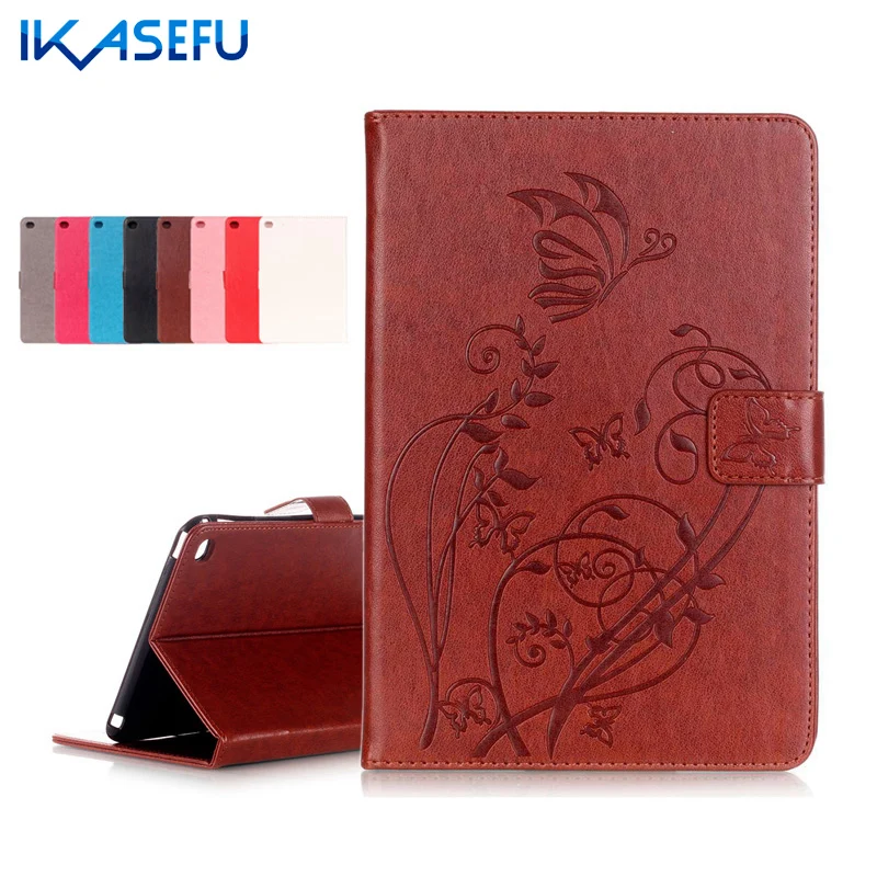 

IKASEFU Filp Stand Cover For Mini 4 iPad Mini4 PU Leather Case For Apple ipad mini 4 7.9 inch Floral Coque Fundas tpu back shell