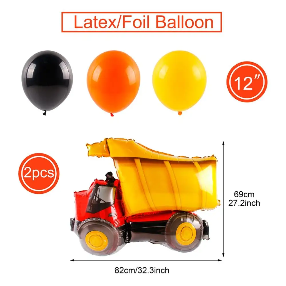 38PCS Construction Party Decoration Dump Truck Happy Birthday Party Decor Kids Kits Set Baby Shower Party Favor Supplies