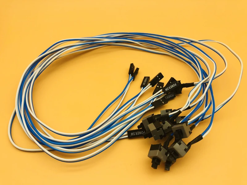 10Pcs 2Pin 50cm on/off Push Button SW PC Power Cable ATX Computer Switch Wire Power SW Switch Cable Re-start Cord for BTC Mining