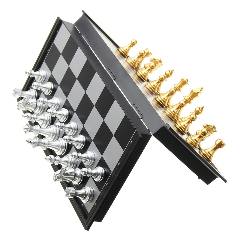 Шахматная игра из серебра и золота складные магнитные складные доски современный набор настольные игры развлекательные Обучающие игрушки
