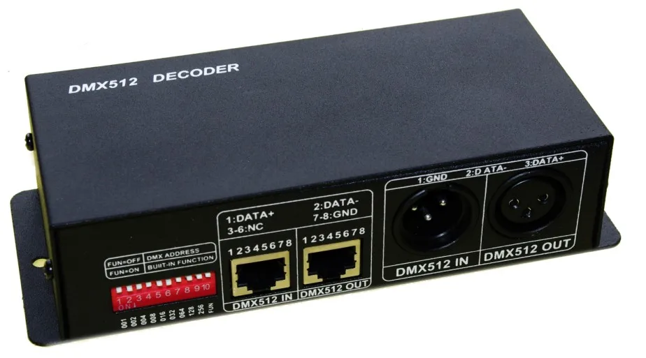 4 канала DMX512 RGBW контроллер 4CH DMX512 декодер DC12-24V вход каждого канала Max 5A имеют XLR и RJ45