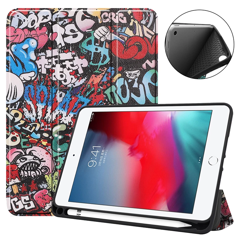 

Magnet PU Leather Case inner TPU with Pencil Slot Auto Sleep Wake UP Smart Cover for Apple iPad Mini 5 ( 2019) Mini 4 Universal