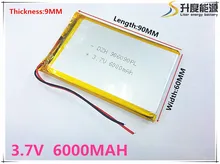 Free shipping Polymer battery 6000 mah 3.7V 906090 smart home MP3 speakers Li-ion battery for dvr,GPS,mp3,mp4,cell phone,speak