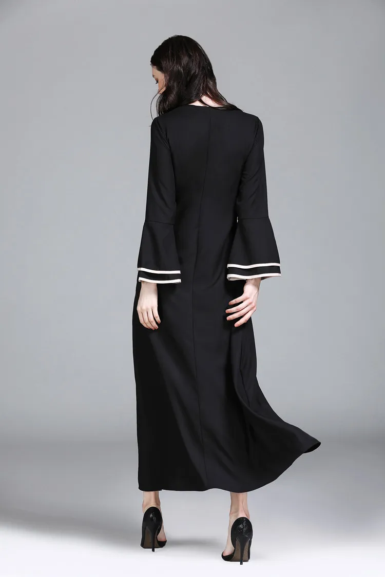 Повседневное мусульманский абайя с расклешенными рукавами платье макси молния юбка кимоно длинный халат платья Jubah Рамадан Ближний Восток