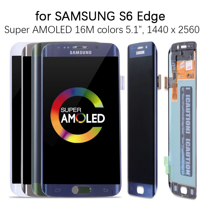 5.1'' тачскрин дисплей экран для SAMSUNG S6 Edge сенсорный дисплей LCD с тачскрином в рамке замена запчасти S6EDGE G925 G925F белый золотой синий зеленый