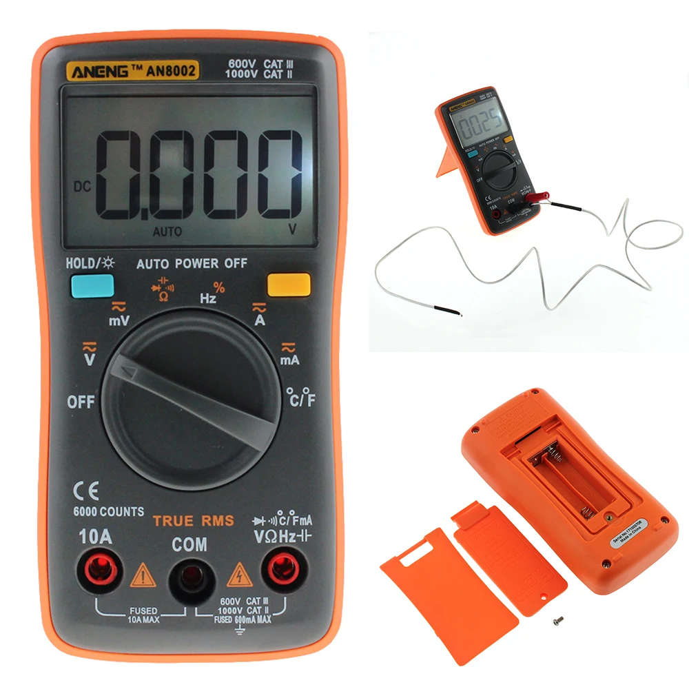 

1 Pieces New ANGNE AN8002 Multimeter 6000 counts Back light AC/DC Ammeter Voltmeter Ohm Frequency Diode Temperature T10