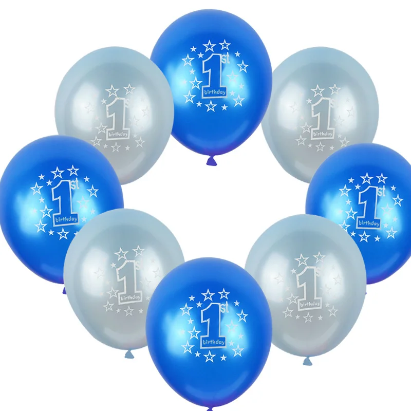 10Pcs/lot 12'' 1st Birthday Balloons Blue Pink Latex ...