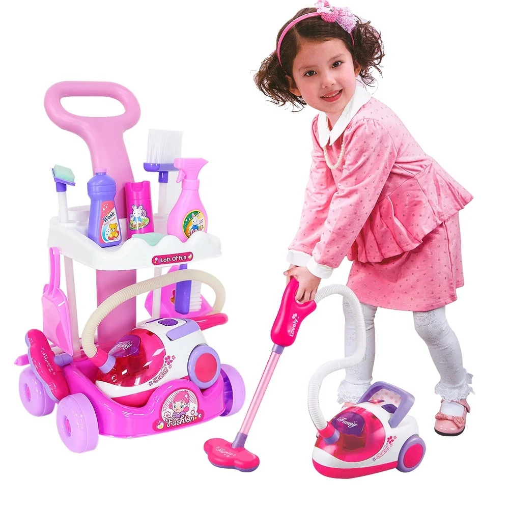 Girl Pretend Play Toys Housekeeping Cleaning Tosy Set Vacuum Set