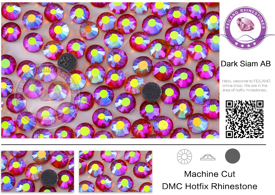 DMC SS6 SS10 SS16 SS20 SS30 хорошее качество Темно Siam AB Стразы с плоской обратной поверхностью Быстрая